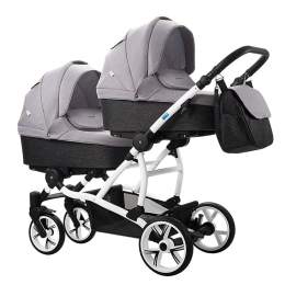 Коляска для двойни Aroteam Twinat Duo 2 в 1, 05 (черный+св.серый) 