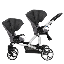Коляска для двойни Aroteam Twinat Duo 2 в 1, 05 (черный+св.серый) 