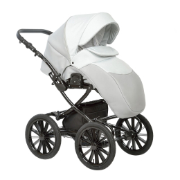 Коляска 2 в 1 Indigo Porto Classic 14, po 02 (св.серая кожа+св.серый лен)