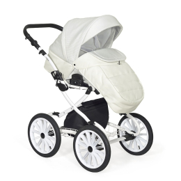 Коляска 2 в 1 Indigo MIO Plus 14 mi 01 (белая кожа+белый узор)