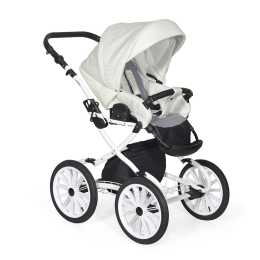 Коляска 2 в 1 Indigo MIO Plus 14 mi 01 (белая кожа+белый узор)