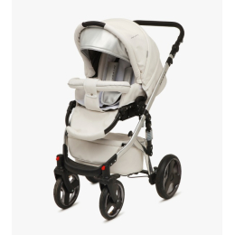 Коляска 2 в 1 Riko Bruno Ecco Silver 32 белый-серебристый