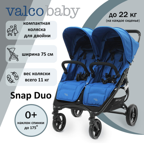 Прогулочная коляска для двойни Valco Baby Snap Duo Ocean Blue (голубой)