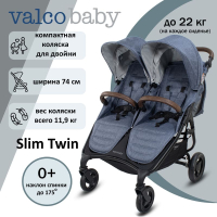 Прогулочная коляска для двойни Valco Baby Snap Duo Trend Denim (Синий)