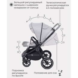Прогулочная коляска Rant Flex Grand, RA083, Mineral Silver (Серый)