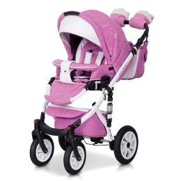 Коляска 2 в 1 Riko Bruno Ecco 18 розовый-белый