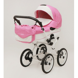 Коляска 2 в 1 Riko Bruno Ecco Prestige 18 розовый-белый