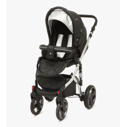 Коляска 3 в 1 Riko Bruno Ecco Silver 33 черный-серебристый