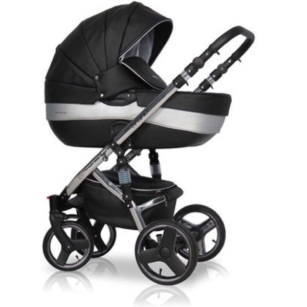 Коляска 3 в 1 Riko Bruno Ecco Silver 33 черный-серебристый