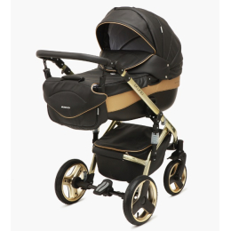 Коляска 3 в 1 Riko Bruno Ecco Gold 36 черный-золотой