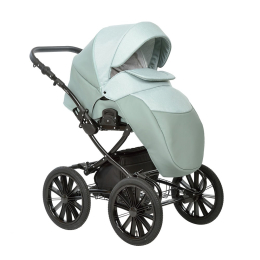 Коляска 2 в 1 Indigo Porto Classic 14, po 05 (шалфей кожа+шалфей лен)