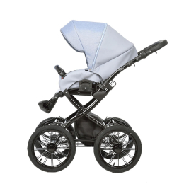 Коляска 2 в 1 Indigo Porto Classic 14, po 06 (серо-синяя кожа+джинс лен)