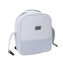 Коляска 2 в 1 Indigo Porto Classic 14, po 06 (серо-синяя кожа+джинс лен)