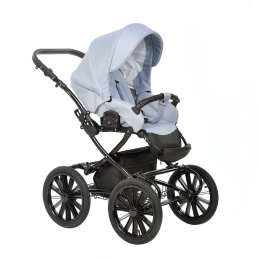 Коляска 2 в 1 Indigo Porto Classic 14, po 06 (серо-синяя кожа+джинс лен)