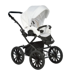 Коляска 2 в 1 Indigo Porto Classic 14, po 07 (белая кожа+белый узор)