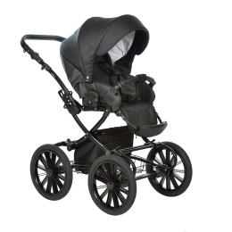 Коляска 2 в 1 Indigo Porto Classic 14, po 08 (черная кожа+черный узор)