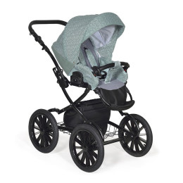 Коляска 2 в 1 Indigo MIO Plus 14 mi 06 (шалфей кожа+зеленый узор)