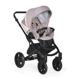 Коляска 3 в 1 Indigo Mio mi 04 (св.розовая кожа+розовый узор)