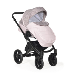 Коляска 3 в 1 Indigo Mio mi 04 (св.розовая кожа+розовый узор)