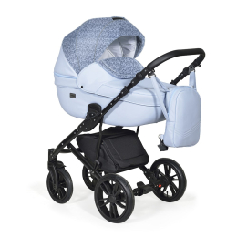 Коляска 3 в 1 Indigo Mio mi 05 (св.голубая кожа+голубой узор)