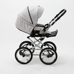 Коляска 2 в 1 Adamex Porto Retro Tip Chrome PO-PS79 (св.сер+т.сер.кожа) 