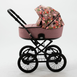 Коляска 2 в 1 Adamex Porto Retro Flowers PO-FL2 (цветы+ сирен.тк) 