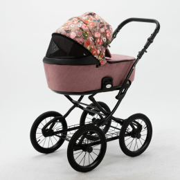 Коляска 2 в 1 Adamex Porto Retro Flowers PO-FL2 (цветы+ сирен.тк) 