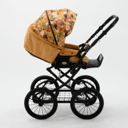 Коляска 2 в 1 Adamex Porto Retro Flowers PO-FL3 (цветы+ горчичн.тк) 