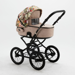 Коляска 2 в 1 Adamex Porto Retro Flowers PO-FL5 (цветы+беж) 