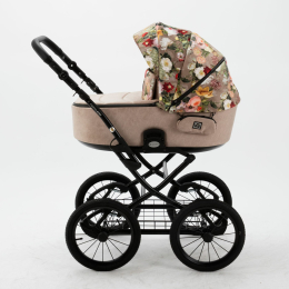 Коляска 2 в 1 Adamex Porto Retro Flowers PO-FL5 (цветы+беж) 