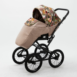 Коляска 2 в 1 Adamex Porto Retro Flowers PO-FL5 (цветы+беж) 