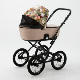 Коляска 2 в 1 Adamex Porto Retro Flowers PO-FL5 (цветы+беж) 
