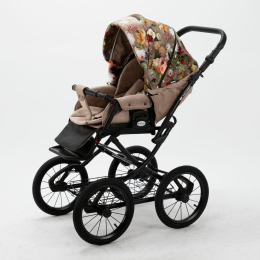 Коляска 2 в 1 Adamex Porto Retro Flowers PO-FL5 (цветы+беж) 