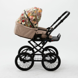 Коляска 2 в 1 Adamex Porto Retro Flowers PO-FL5 (цветы+беж) 