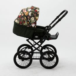Коляска 3 в 1 Adamex Porto Retro Flowers PO-FL6 (цветы+т.зеленый)