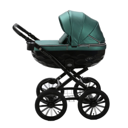 Коляска 2 в 1 Adamex Chantal Retro Deluxe C105 (изумрудная 100% эко-кожа)