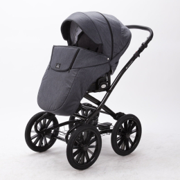 Коляска 2 в 1 Adamex Chantal Retro C201 (темно-серый+ткань)