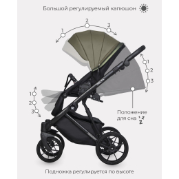 Коляска 3 в 1 Riko Basic Delta Ecco, 13 Olive (оливковый)
