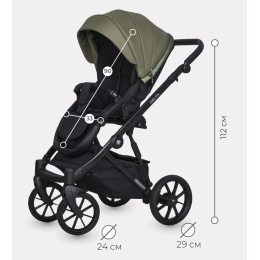 Коляска 3 в 1 Riko Basic Delta Ecco, 13 Olive (оливковый)