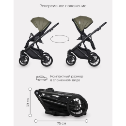 Коляска 3 в 1 Riko Basic Delta Ecco, 13 Olive (оливковый)