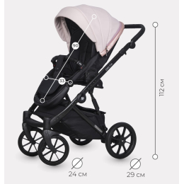 Коляска 2 в 1 Riko Basic Delta Ecco, 14 Rose (светло-розовый)