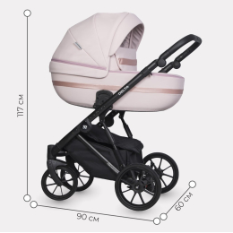 Коляска 2 в 1 Riko Basic Delta Ecco, 14 Rose (светло-розовый)
