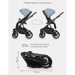 Коляска 2 в 1 Riko Basic Delta, 02 Ocean (серо-голубой) 