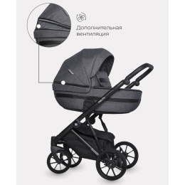 Коляска 3 в 1 Riko Basic Delta, 05 Carbon (Темно-серый)