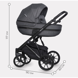 Коляска 3 в 1 Riko Basic Delta, 05 Carbon (Темно-серый)