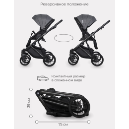 Коляска 3 в 1 Riko Basic Delta, 05 Carbon (Темно-серый)