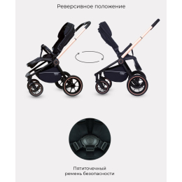 Коляска 2 в 1 Mowbaby Zoom PU, RA086 Gold Black (Черный)