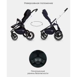Коляска 2 в 1 Mowbaby Zoom PU, RA086 Silver Black (Черный)