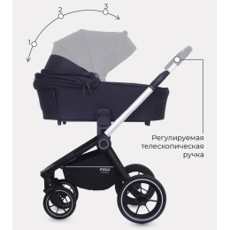 Коляска 2 в 1 Mowbaby Zoom PU, RA086 Silver Black (Черный)