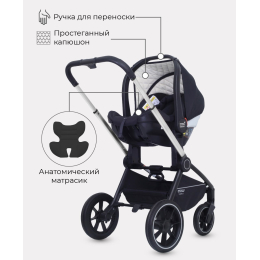 Коляска 3 в 1 Mowbaby Zoom PU, RA087 Silver Black (Черный)